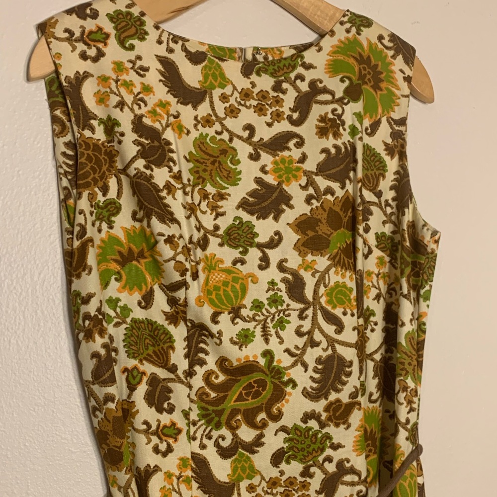 ladies vintage Liz Sawyer Fall floral dress with orginal belt sz